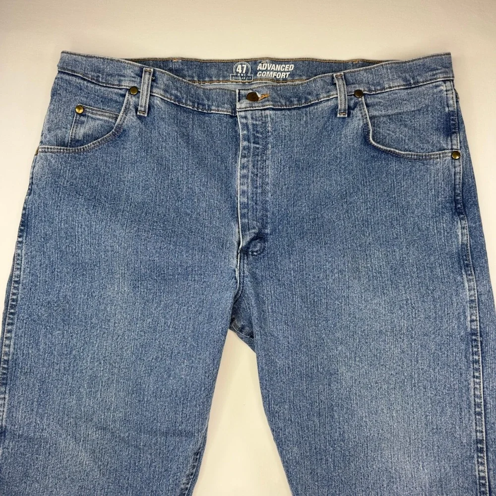 Wrangler 47 Jeans Mens‎ 42x30 Advanced Comfort Regular Fit Blue Denim Western
